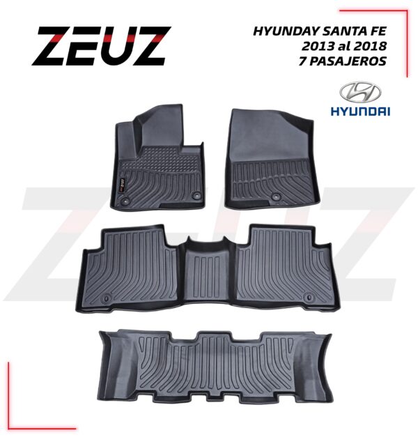 Alfombra Tipo Bandeja Hyundai Santa Fe 2013 a 2018 7 Pasajeros