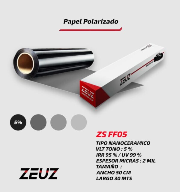 PAPEL POLARIZADO NANOCERAMICO ZEUZ ZSFF05
